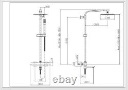 Thermostatic Bath Shower Mixer Tap With Square 3 Way Shower Rigid Riser Rail Kit