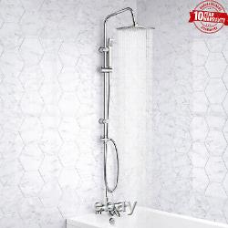 Thermostatic Bath Shower Mixer Tap With Square Modern 3 Way Rigid Riser Rail Kit