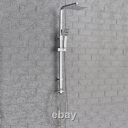 Thermostatic Bath Shower Mixer Tap With Square Modern 3 Way Rigid Riser Rail Kit