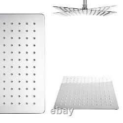 Thermostatic Bath Shower Mixer Tap With Square Modern 3 Way Rigid Riser Rail Kit