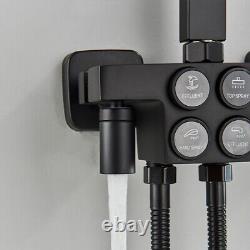 Thermostatic Black EXposed Bathroom Shower Mixer Twin Head Large Bar Set Square
