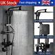 Thermostatic Black Exposed Bathroom Shower Mixer Twin Head Large Square Bar Set