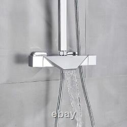 Thermostatic Chrome 3 Way Bathroom Shower Mixer Tap Rain Set Rigid Riser System
