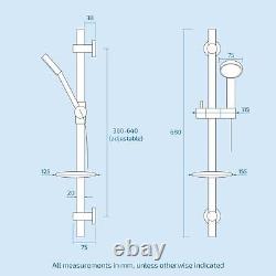 Thermostatic Chrome Bathroom Bath Shower Valve Mixer Tap With Slider Rail Kit