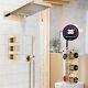 Thermostatic Concealed Bathroom Shower Set Rain Waterfall Head Mixer Tap Gold