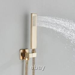 Thermostatic Concealed Bathroom Shower Set Rain Waterfall Head Mixer Tap Gold