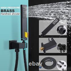 Thermostatic Concealed Shower Mixer Set Black Rain Shower Head Valve Taps Kit