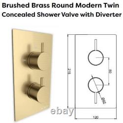 Thermostatic Concealed Shower Valve Separate Handshower Brushed Brass Mixer WRAS