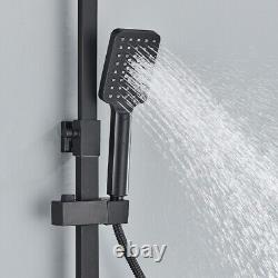 Thermostatic Exposed Shower Mixer Bar Set Bathroom Twin Head Large Square Black