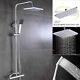 Thermostatic Exposed Shower Mixer Bathroom Twin Head 8'' Square Bar Set Chrome