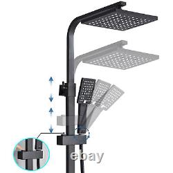 Thermostatic Exposed Shower Mixer Bathroom Twin Head Square Bar Set Black New UK