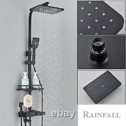 Thermostatic Exposed Shower Mixer Bathroom Twin Head Square Set Wall Shower Taps