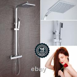 Thermostatic Exposed Shower Mixer Tap Bathroom Twin Head Square Bar Large Set