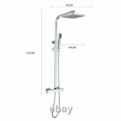 Thermostatic Exposed Shower Mixer Tap Bathroom Twin Head Square Bar Large Set