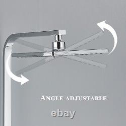 Thermostatic Exposed Shower Mixer Taps Bathroom Twin Head Square Bar Set Chrome