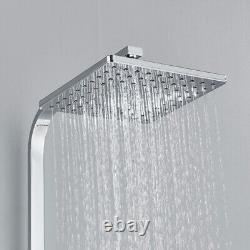 Thermostatic LED Bathroom Exposed Shower Twin Head Large Square Bar Set Chrome