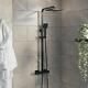 Thermostatic Mixer Shower Bathroom Square Rainfall Dual Head Handset Matt Black