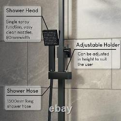 Thermostatic Mixer Shower Bathroom Square Rainfall Dual Head Handset Matt Black