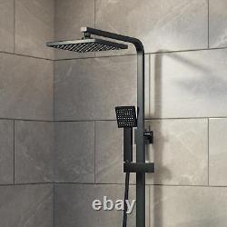 Thermostatic Mixer Shower Bathroom Square Rainfall Dual Head Handset Matt Black