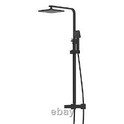 Thermostatic Mixer Shower Bathroom Square Rainfall Dual Head Handset Matt Black