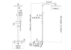 Thermostatic Mixer Shower Bathroom Square Rainfall Dual Head Handset Matt Black