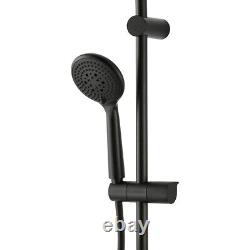 Thermostatic Mixer Shower Kit Black 3-Spray Pattern Twin Head Round Bathroom