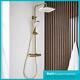 Thermostatic Mixer Shower Set Brushed Brass Oval Twin Head Exposed Valve