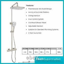 Thermostatic Mixer Shower Set Brushed Brass Oval Twin Head Exposed Valve