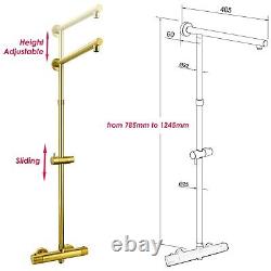Thermostatic Mixer Shower Set Gold Twin Head Exposed Valve Bar Basin Sink Tap