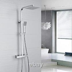 Thermostatic Mixer Shower Set, NewEast Square Chrome Bathroom Thermostat Shower