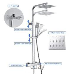 Thermostatic Mixer Shower Set, NewEast Square Chrome Bathroom Thermostat Shower