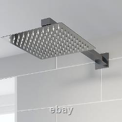 Thermostatic Mixer Shower Square Rainfall Head Valve Chrome Bathroom Modern