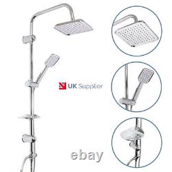 Thermostatic Overhead Bath Shower Mixer Chrome Tap & Rain Shower Kit Pack Square