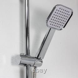 Thermostatic Overhead Bath Shower Mixer Chrome Tap & Rain Shower Kit Pack Square
