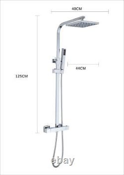 Thermostatic Shower Mixer Chrome Bathroom Exposed / Concealed Dual Head Set
