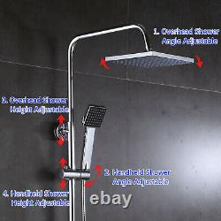 Thermostatic Shower Mixer Exposed Square Bathroom Twin Head Diverter Valve Set