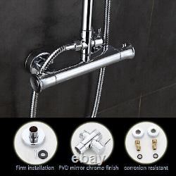 Thermostatic Shower Mixer Exposed Square Bathroom Twin Head Diverter Valve Set
