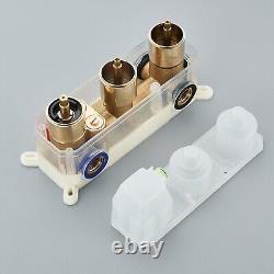 Thermostatic Shower Mixer Set Bathroom Concealed Valve Wall Mount Brushed Gold