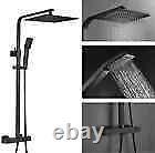 Thermostatic Shower Mixer Square Chrome Bathroom Exposed Twin Head Valve Set