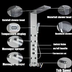 Thermostatic Shower Panel Tower Waterfall Bathroom Massage Body Jets Mixer Unit