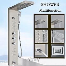 Thermostatic Shower Panel Tower Waterfall Bathroom Massage Body Jets Mixer Unit