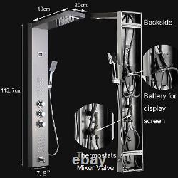 Thermostatic Shower Panel Tower Waterfall Bathroom Massage Body Jets Mixer Unit