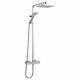 Thermostatic Square Bar Mixer Shower With Shower Kit + Fixed Head Chrome