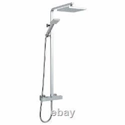 Thermostatic Square Bar Mixer Shower with Shower Kit + Fixed Head Chrome