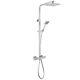 Thermostatic Square Exposed Shower Mixer Twin Rain Head Bathroom Complete Kit