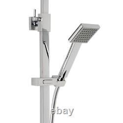 Thermostatic Square Exposed Shower Mixer Twin Rain Head Bathroom Complete Kit