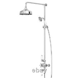 Traditional Chrome Thermostatic Mixer Shower Crosshead Valve Round Drench Head