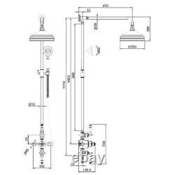 Traditional Chrome Thermostatic Mixer Shower Crosshead Valve Round Drench Head