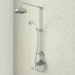 Traditional Chrome Thermostatic Mixer Shower Crosshead Valve with Round Drench