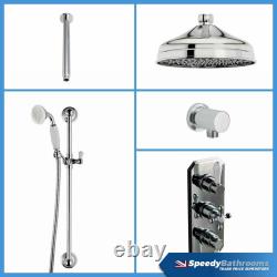 Traditional Chrome Thermostatic Shower Mixer Head Triple Concealed Valve